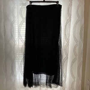 Zara, black, midi-length, tulle, Swiss dot overlay skirt, Sz large